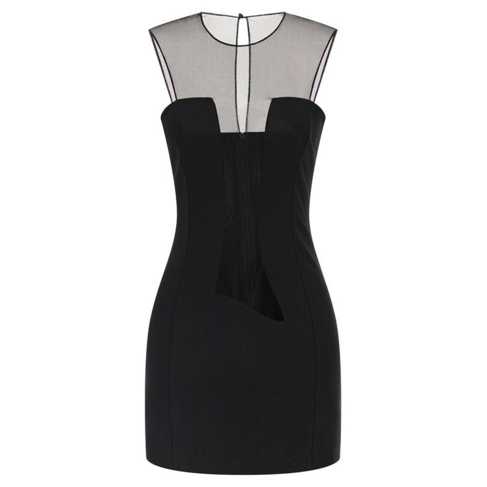 Nensi Dojaka Black Viscose Short Women's Dress